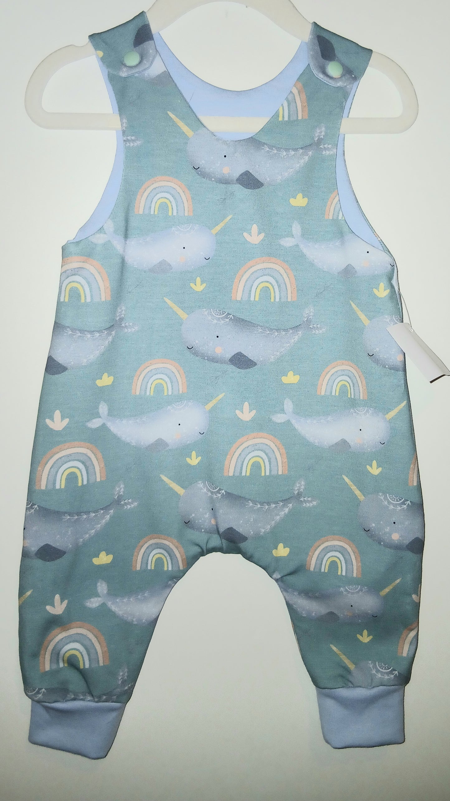 Whale and rainbow romper