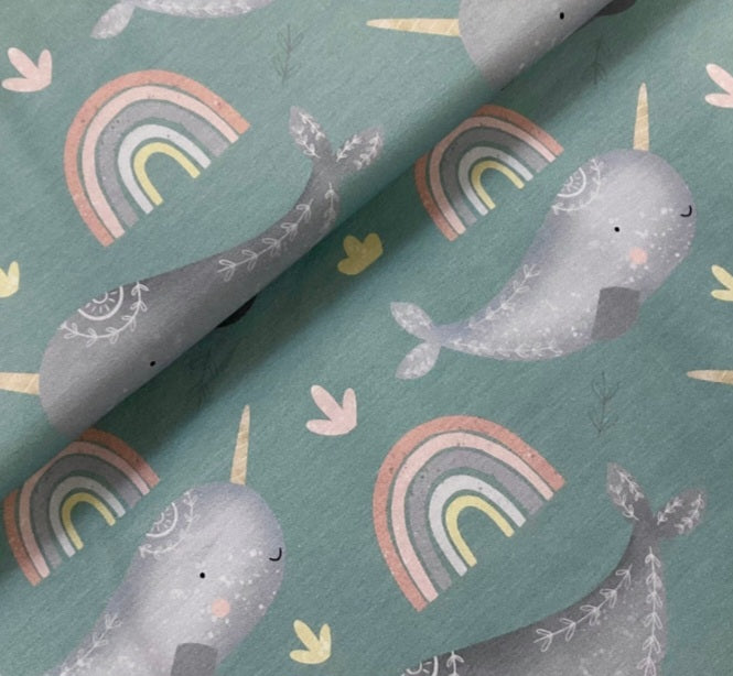 Whale and rainbow romper