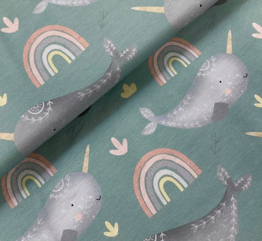 Whale and rainbow romper